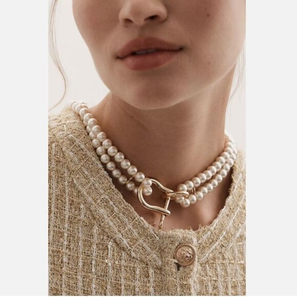 Anthropologie Jewelry - RARE! NWT Anthropologie Chunky Link Lock Pearl Necklace